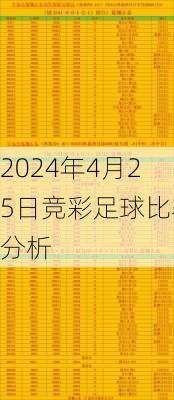 2024年4月25日竞彩足球比赛分析