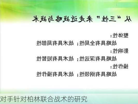 对手针对柏林联合战术的研究