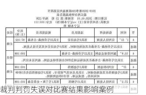 裁判判罚失误对比赛结果影响案例