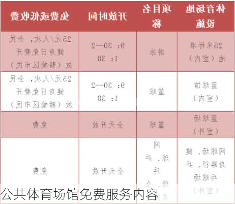 公共体育场馆免费服务内容