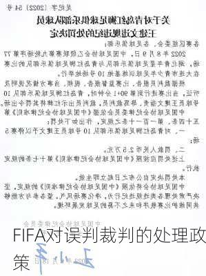 FIFA对误判裁判的处理政策