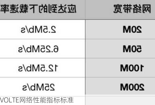 VOLTE网络性能指标标准