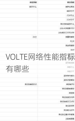 VOLTE网络性能指标有哪些