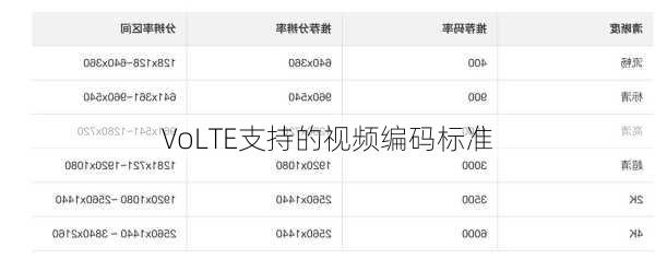 VoLTE支持的视频编码标准