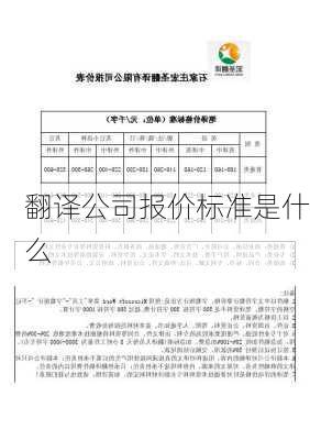 翻译公司报价标准是什么