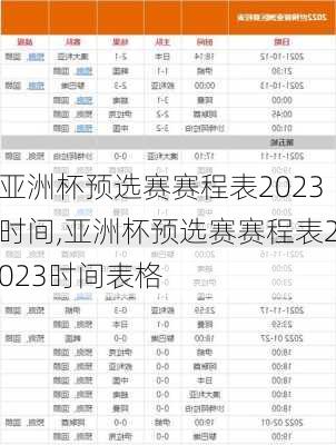 亚洲杯预选赛赛程表2023时间,亚洲杯预选赛赛程表2023时间表格