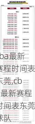 cba最新赛程时间表东莞,cba最新赛程时间表东莞球队