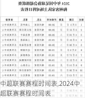 中超联赛赛程时间表,2024中超联赛赛程时间表