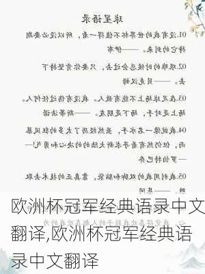 欧洲杯冠军经典语录中文翻译,欧洲杯冠军经典语录中文翻译