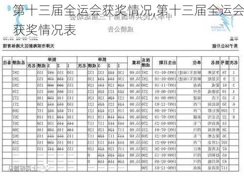 第十三届全运会获奖情况,第十三届全运会获奖情况表