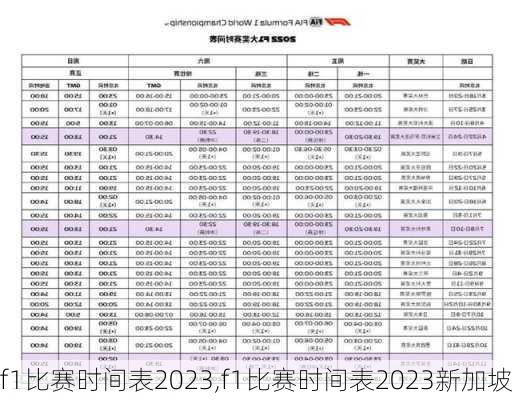 f1比赛时间表2023,f1比赛时间表2023新加坡