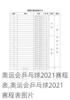 奥运会乒乓球2021赛程表,奥运会乒乓球2021赛程表图片