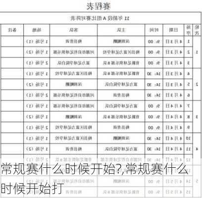 常规赛什么时候开始?,常规赛什么时候开始打