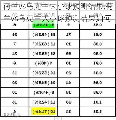 荷兰vs乌克兰大小球预测结果,荷兰vs乌克兰大小球预测结果如何