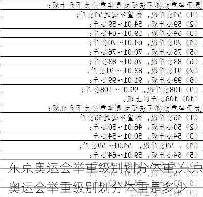 东京奥运会举重级别划分体重,东京奥运会举重级别划分体重是多少