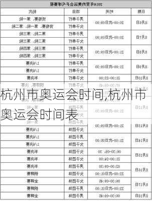 杭州市奥运会时间,杭州市奥运会时间表