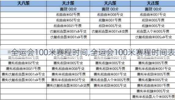 全运会100米赛程时间,全运会100米赛程时间表