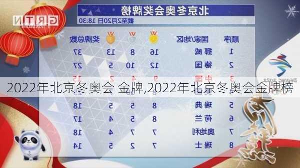 2022年北京冬奥会 金牌,2022年北京冬奥会金牌榜