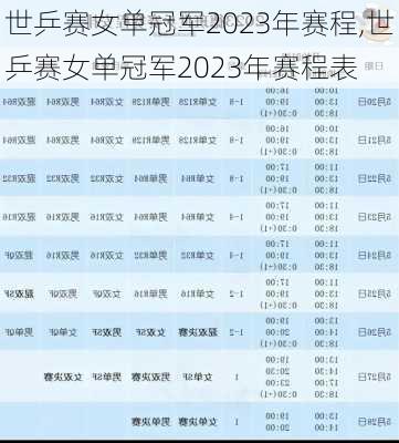 世乒赛女单冠军2023年赛程,世乒赛女单冠军2023年赛程表