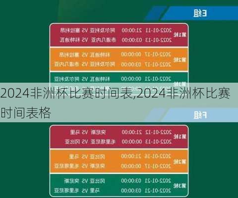 2024非洲杯比赛时间表,2024非洲杯比赛时间表格