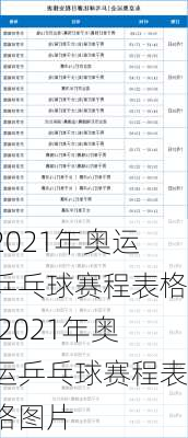 2021年奥运乒乓球赛程表格,2021年奥运乒乓球赛程表格图片