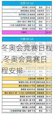 冬奥会竞赛日程,冬奥会竞赛日程安排