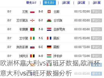 欧洲杯意大利vs西班牙数据,欧洲杯意大利vs西班牙数据分析