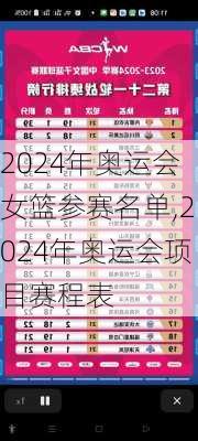 2024年奥运会女篮参赛名单,2024年奥运会项目赛程表