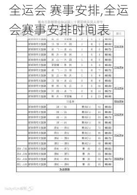 全运会 赛事安排,全运会赛事安排时间表