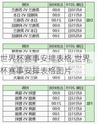 世界杯赛事安排表格,世界杯赛事安排表格图片