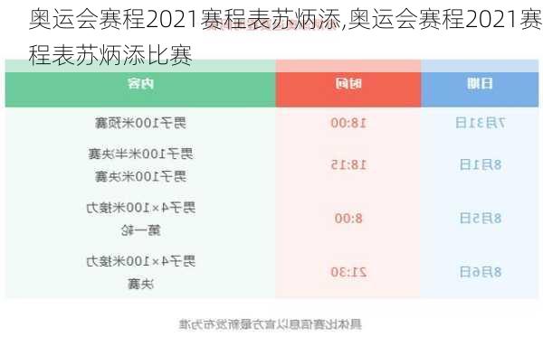 奥运会赛程2021赛程表苏炳添,奥运会赛程2021赛程表苏炳添比赛