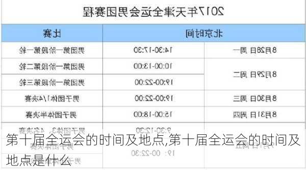 第十届全运会的时间及地点,第十届全运会的时间及地点是什么