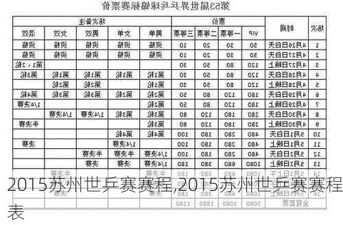 2015苏州世乒赛赛程,2015苏州世乒赛赛程表