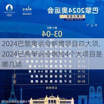 2024巴黎奥运会新增项目四大项,2024巴黎奥运会增加4个大项目是哪几项