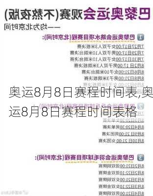 奥运8月8日赛程时间表,奥运8月8日赛程时间表格