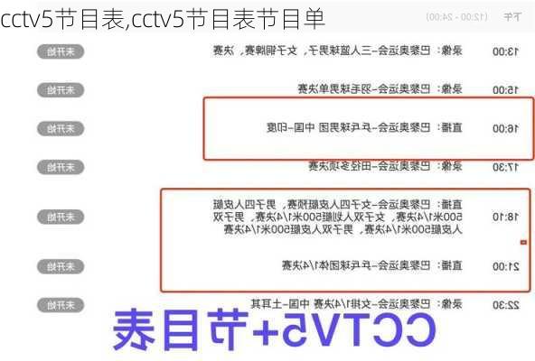 cctv5节目表,cctv5节目表节目单