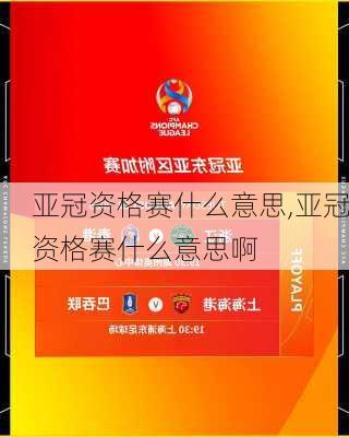 亚冠资格赛什么意思,亚冠资格赛什么意思啊