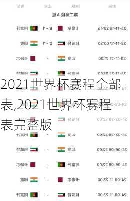 2021世界杯赛程全部表,2021世界杯赛程表完整版