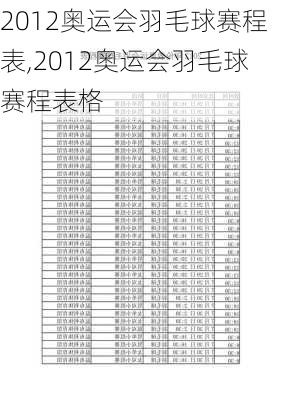 2012奥运会羽毛球赛程表,2012奥运会羽毛球赛程表格