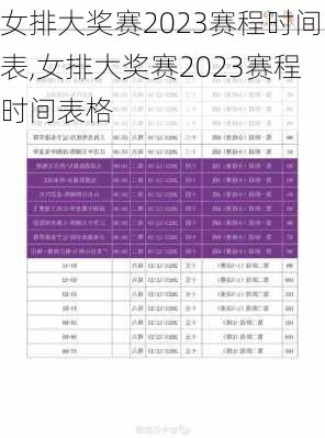 女排大奖赛2023赛程时间表,女排大奖赛2023赛程时间表格