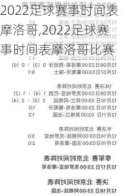 2022足球赛事时间表摩洛哥,2022足球赛事时间表摩洛哥比赛