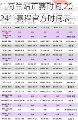 f1荷兰站正赛时间,2024f1赛程官方时间表