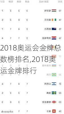 2018奥运会金牌总数榜排名,2018奥运金牌排行