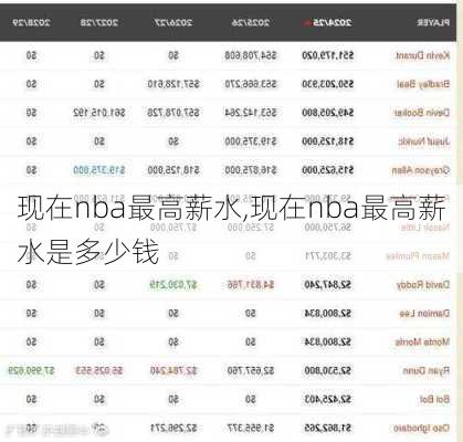 现在nba最高薪水,现在nba最高薪水是多少钱