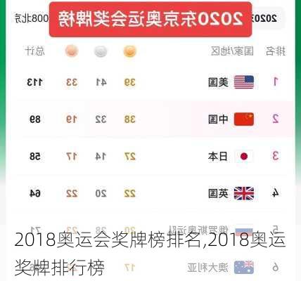 2018奥运会奖牌榜排名,2018奥运奖牌排行榜