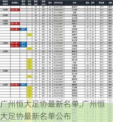 广州恒大足协最新名单,广州恒大足协最新名单公布