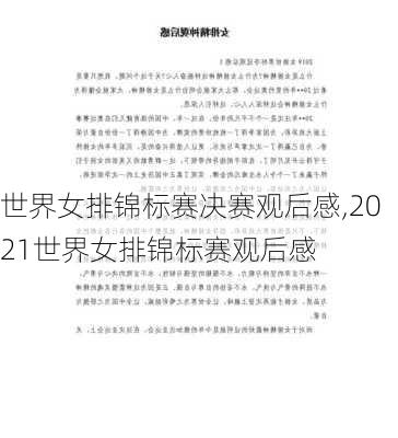 世界女排锦标赛决赛观后感,2021世界女排锦标赛观后感