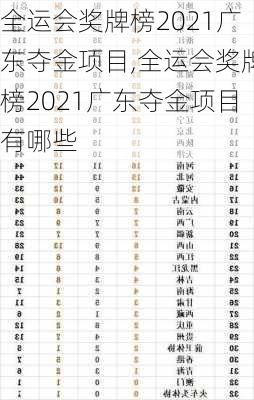 全运会奖牌榜2021广东夺金项目,全运会奖牌榜2021广东夺金项目有哪些