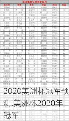 2020美洲杯冠军预测,美洲杯2020年冠军