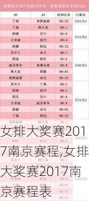 女排大奖赛2017南京赛程,女排大奖赛2017南京赛程表